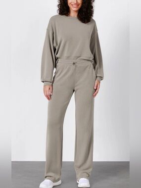 ODODOS Modal Soft Wide Leg Lounge Pants Khaki Taupe Small NWOT